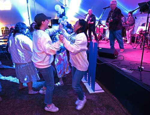 Reunion 2023 performance by Rhythm Method, the ultimate rock cover band featuring Conn alums Dave Warner ’86, Mike Stryker ’86, and Ross Dackow ’87, Saturday, June 3, 2023. (Connecticut College Photo by Sean D. Elliot)