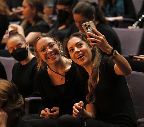 Prism Concert Fall Weekend Friday, October 6, 2023 in Evans Hall. The concert featured performances by the orchestra, wind ensemble, jazz ensemble, and College Singers.  (Connecticut College Photo by Sean D. Elliot)