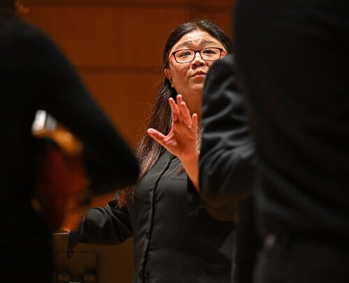 Prism Concert Fall Weekend Friday, October 6, 2023 in Evans Hall. The concert featured performances by the orchestra, wind ensemble, jazz ensemble, and College Singers.  (Connecticut College Photo by Sean D. Elliot)