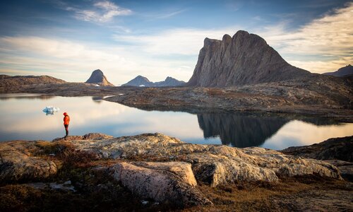 Man looking out at a scenic view