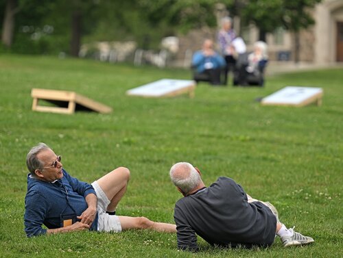 Reunion 2025 Class of ’75 President’s Champagne Reception Friday, May 30, 2025 in the Oak tent on Tempel Green. (Connecticut College photos by Sean D. Elliot)