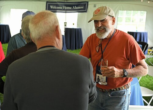 Reunion 2025 Class of ’75 President’s Champagne Reception Friday, May 30, 2025 in the Oak tent on Tempel Green. (Connecticut College photos by Sean D. Elliot)