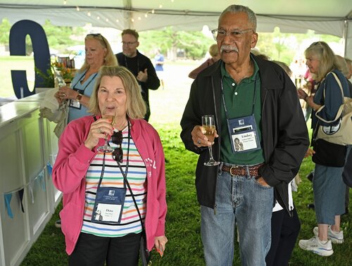 Reunion 2025 Class of ’75 President’s Champagne Reception Friday, May 30, 2025 in the Oak tent on Tempel Green. (Connecticut College photos by Sean D. Elliot)