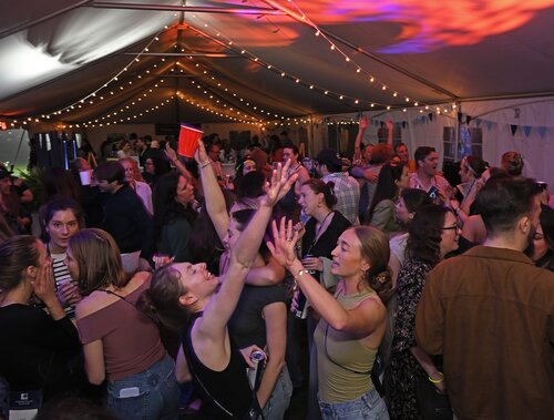 Reunion 2025 Late Night Dance Party with James “DJ E@ZY” Jackson ’11 Friday, May 30, 2025 in the Oak Tent. (Connecticut College photos by Sean D. Elliot)
