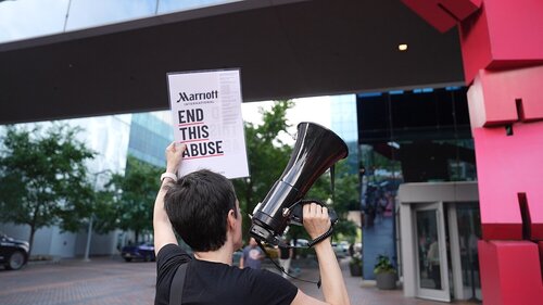 Protest against Marriott International in Chicago