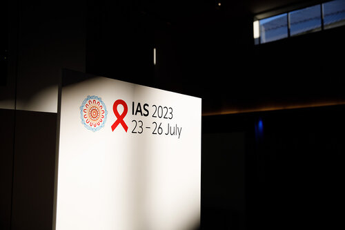 IAS 2023, the 12th Conference on HIV Science. Brisbane, Australia. 22/07/2023. GENCON - General scenes, pre-conference. In this photo: IAS conference branding signage

Copyright Max Mason-Hubers / IAS