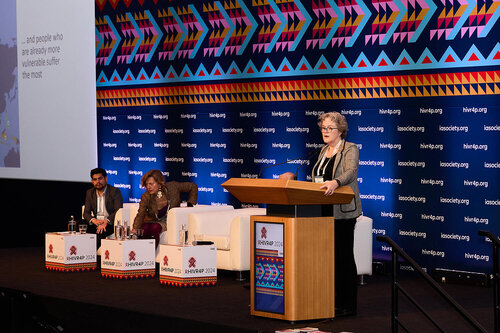 HIVR4P, the 5th HIV Research for Prevention Conference. Lima, Peru. 7 October, 2024

PL01 
Building on successes. 
Speakers: Jeanne Marrazzo (National Institutes of Health)
Beatriz Grinsztejn (IAS President and Fundação Oswaldo Cruz (Fiocruz)
Chris Beyrer (Duke University)
©️ Nicole Bergman / IAS
v