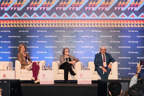 HIVR4P, the 5th HIV Research for Prevention Conference. Lima, Peru. 7 October, 2024

PL01 
Building on successes. 
Speakers: Jeanne Marrazzo (National Institutes of Health)
Beatriz Grinsztejn (IAS President and Fundação Oswaldo Cruz (Fiocruz)
Chris Beyrer (Duke University)
©️ Nicole Bergman / IAS
