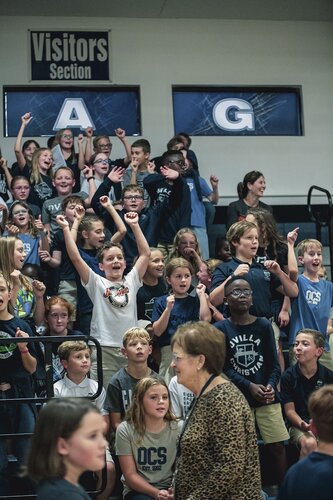 Pep rally in the gym August 2025