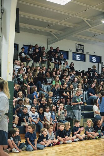 Pep rally in the gym August 2025