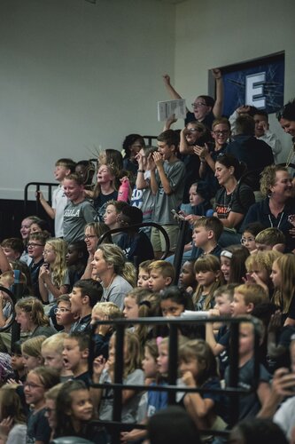 Pep rally in the gym August 2025
