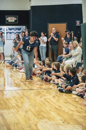 Pep rally in the gym August 2025