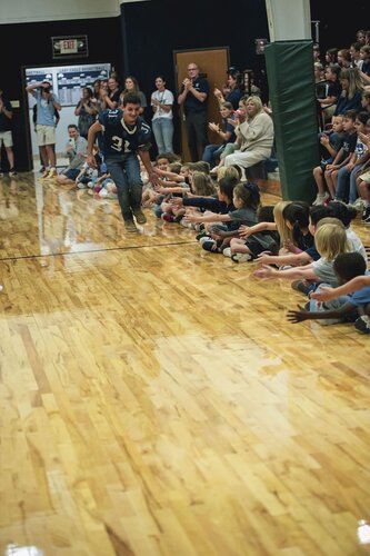 Pep rally in the gym August 2025