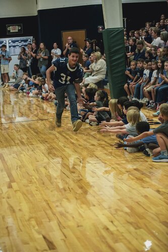 Pep rally in the gym August 2025