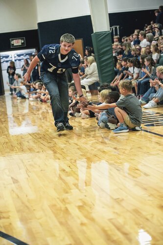 Pep rally in the gym August 2025