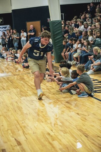 Pep rally in the gym August 2025