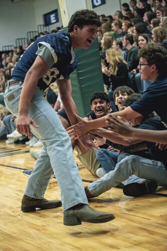 Pep rally in the gym August 2025