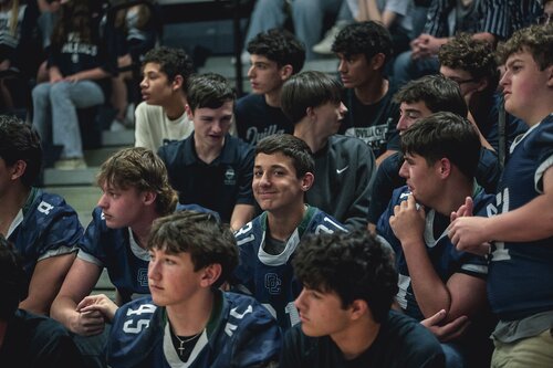 Pep rally in the gym August 2025