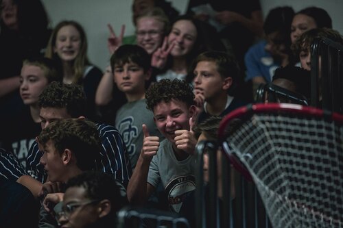 Pep rally in the gym August 2025