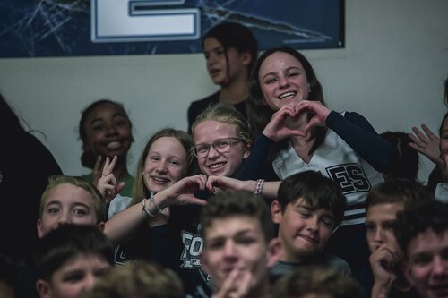 Pep rally in the gym August 2025