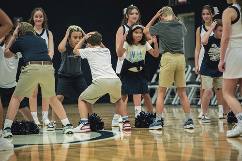 Pep rally in the gym August 2025