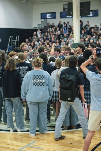 Pep rally in the gym August 2025