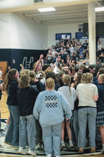 Pep rally in the gym August 2025