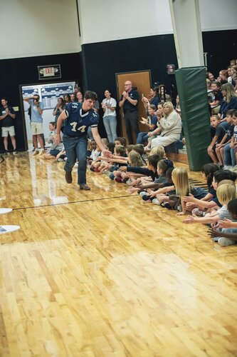 Pep rally in the gym August 2025