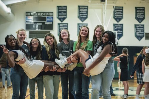 Pep rally in the gym August 2025