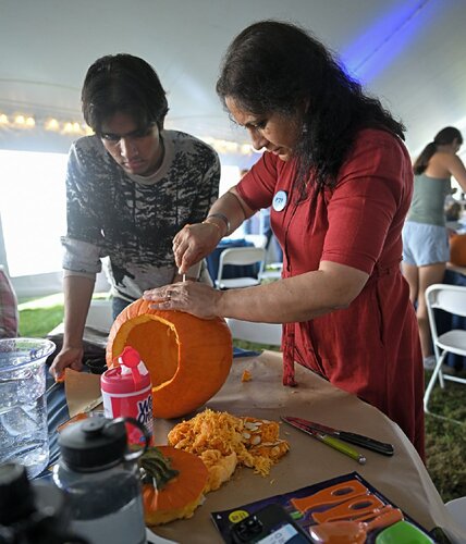 First day of Fall Weekend with pumpkin carving and opening reception Friday, September 26, 2025. (Connecticut College photos by Sean D. Elliot)