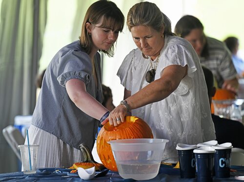 First day of Fall Weekend with pumpkin carving and opening reception Friday, September 26, 2025. (Connecticut College photos by Sean D. Elliot)