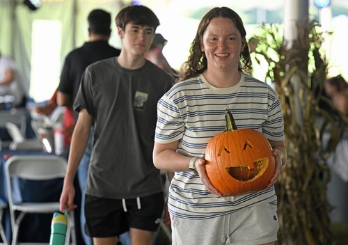 First day of Fall Weekend with pumpkin carving and opening reception Friday, September 26, 2025. (Connecticut College photos by Sean D. Elliot)