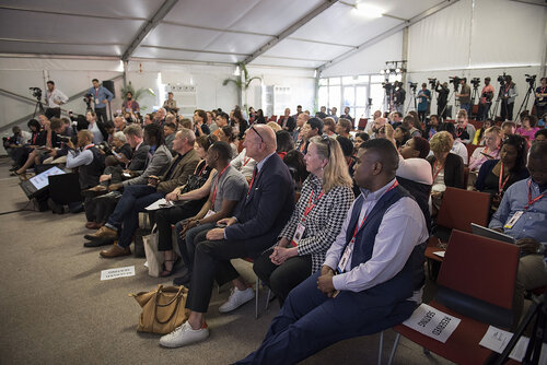 21st International AIDS Conference (AIDS 2016), Durban, South Africa.
Photo shows the PEPFAR and Elton John AIDS Foundation Press Conference.
Photo©International AIDS Society/Steve Forrest/Workers' Photos