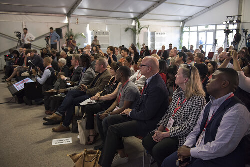 21st International AIDS Conference (AIDS 2016), Durban, South Africa.
Photo shows the PEPFAR and Elton John AIDS Foundation Press Conference.
Photo©International AIDS Society/Steve Forrest/Workers' Photos