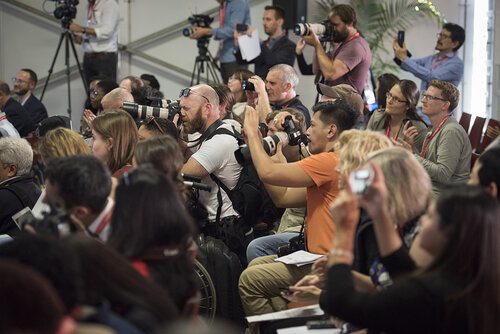 21st International AIDS Conference (AIDS 2016), Durban, South Africa.
Photo shows the PEPFAR and Elton John AIDS Foundation Press Conference.
Photo©International AIDS Society/Steve Forrest/Workers' Photos