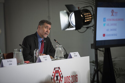 21st International AIDS Conference (AIDS 2016), Durban, South Africa.
Photo shows the PEPFAR and Elton John AIDS Foundation Press Conference. Chris Beyrer, President International AIDS Society.
Photo©International AIDS Society/Steve Forrest/Workers' Photos