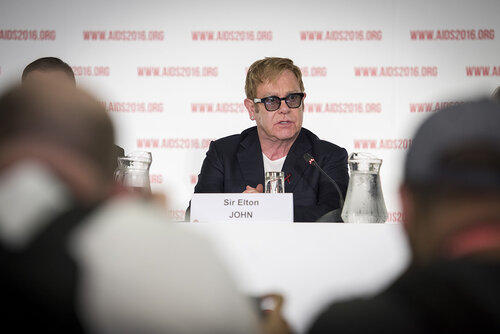 21st International AIDS Conference (AIDS 2016), Durban, South Africa.
Photo shows the PEPFAR and Elton John AIDS Foundation Press Conference. Sir Elton John, Founder, Elton John AIDS Foundation.
Photo©International AIDS Society/Steve Forrest/Workers' Photos