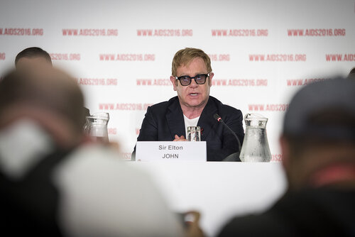 21st International AIDS Conference (AIDS 2016), Durban, South Africa.
Photo shows the PEPFAR and Elton John AIDS Foundation Press Conference. Sir Elton John, Founder, Elton John AIDS Foundation.
Photo©International AIDS Society/Steve Forrest/Workers' Photos