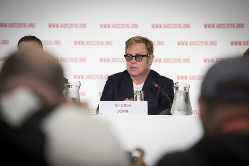 21st International AIDS Conference (AIDS 2016), Durban, South Africa.
Photo shows the PEPFAR and Elton John AIDS Foundation Press Conference. Sir Elton John, Founder, Elton John AIDS Foundation.
Photo©International AIDS Society/Steve Forrest/Workers' Photos