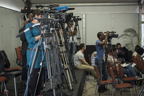 21st International AIDS Conference (AIDS 2016), Durban, South Africa.
Photo shows the PEPFAR and Elton John AIDS Foundation Press Conference.
Photo©International AIDS Society/Steve Forrest/Workers' Photos