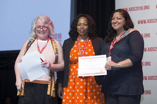 21st International AIDS Conference (AIDS 2016), Durban, South Africa.
What is our goal? (WEPL01)
Award Presentation: Prize for Excellence in Research Related to Children Affected by HIV, Professor Lorraine Sherr, Dr. Chewe Luo and Theresa Betancourt, 20 July, 2016.
Photo©International AIDS Society/Rogan Ward