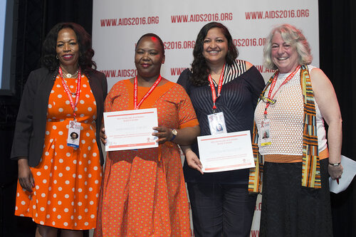 21st International AIDS Conference (AIDS 2016), Durban, South Africa.
What is our goal? (WEPL01)
Award Presentation: Prize for Excellence in Research Related to Children Affected by HIV, Dr. Chewe Luo, Makhahliso Jubilee, Theresa Betancourt and Professor Lorraine Sherr, 20 July, 2016.
Photo©International AIDS Society/Rogan Ward