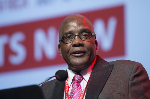 21st International AIDS Conference (AIDS 2016), Durban, South Africa.
What is our goal? (WEPL01)
Health Minister Aaron Motsoaledi introducing a speaker, 20 July, 2016.
Photo©International AIDS Society/Rogan Ward