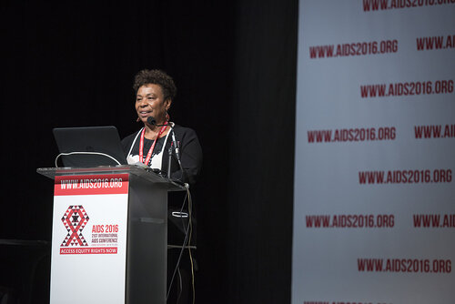 21st International AIDS Conference (AIDS 2016), Durban, South Africa.
Photo shows the 'Courage in Leadership: World Leaders with the Political Will to Remove Punitive Laws session.
Barbara Lee, United States Congress, United States, speaking.
Photo©International AIDS Society/Steve Forrest/Workers' Photos