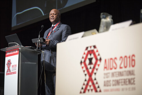 21st International AIDS Conference (AIDS 2016), Durban, South Africa.
Photo shows the 'Courage in Leadership: World Leaders with the Political Will to Remove Punitive Laws session.
Jeffrey Radebe, Minister in the Presidency for Planning, Performance, Monitoring, Evaluation and Administration, South Africa speaking.
Photo©International AIDS Society/Steve Forrest/Workers' Photos