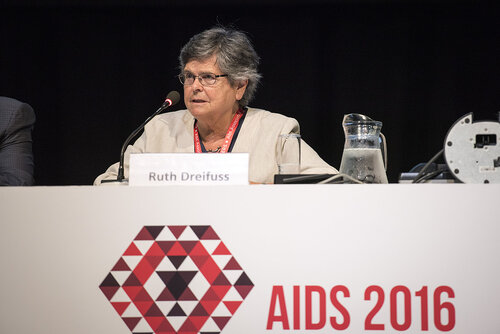 21st International AIDS Conference (AIDS 2016), Durban, South Africa.
Photo shows the 'Courage in Leadership: World Leaders with the Political Will to Remove Punitive Laws session.
Ruth Dreifuss, Former President, Switzerland speaking.
Photo©International AIDS Society/Steve Forrest/Workers' Photos