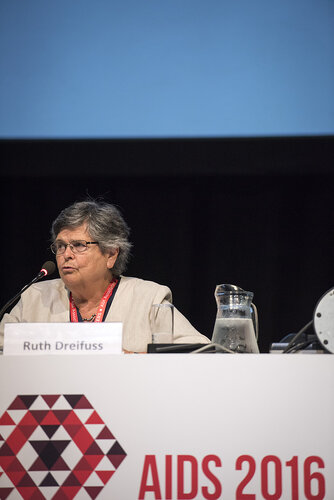 21st International AIDS Conference (AIDS 2016), Durban, South Africa.
Photo shows the 'Courage in Leadership: World Leaders with the Political Will to Remove Punitive Laws session.
Ruth Dreifuss, Former President, Switzerland speaking.
Photo©International AIDS Society/Steve Forrest/Workers' Photos