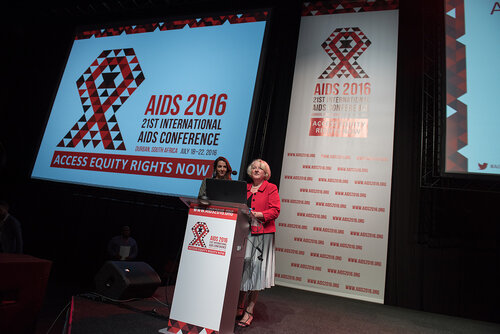 21st International AIDS Conference (AIDS 2016), Durban, South Africa. Photo shows: Women, Girls and HIV Investigator’s Prize. Presented by Jan Beagle (Right), UNAIDS Deputy Executive Director and Princess Tessy of Luxembourg. Photo©International AIDS Society/Marcus Rose