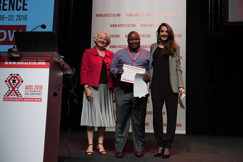 21st International AIDS Conference (AIDS 2016), Durban, South Africa. Photo shows: Women, Girls and HIV Investigator’s Prize presented to Sinaye Ngcapu by Jan Beagle (Left), UNAIDS Deputy Executive Director and
Princess Tessy of Luxembourg. Photo©International AIDS Society/Marcus Rose