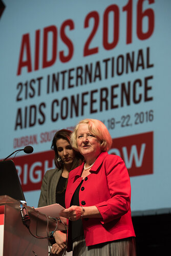 21st International AIDS Conference (AIDS 2016), Durban, South Africa. Photo shows: Women, Girls and HIV Investigator’s Prize. Presented by Jan Beagle (Right), UNAIDS Deputy Executive Director and Princess Tessy of Luxembourg. Photo©International AIDS Society/Marcus Rose